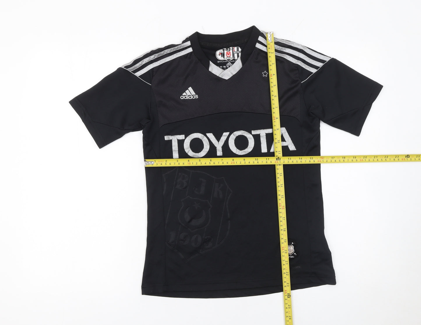 Adidas Boys Black Beşiktaş Football Jersey T-Shirt 13-14 Years Lightweight