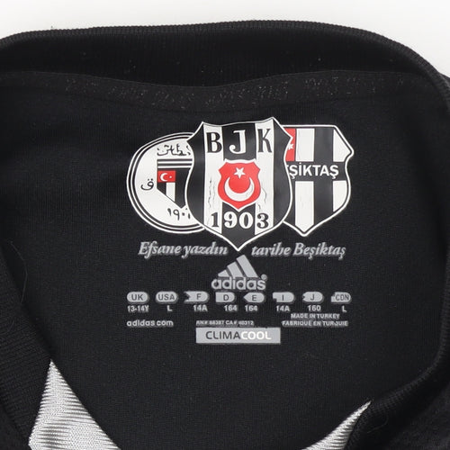 Adidas Boys Black Beşiktaş Football Jersey T-Shirt 13-14 Years Lightweight