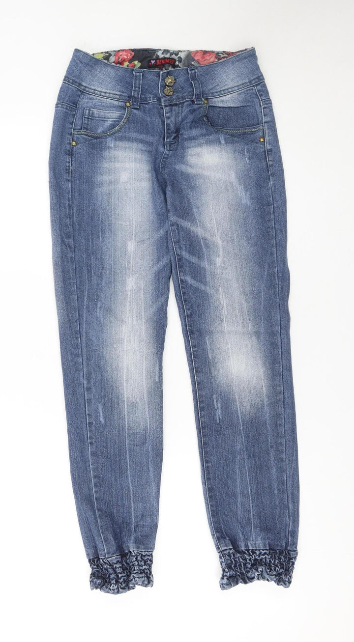 Denim Co Girls Blue Jegging Jeans Size 152 Slim Fit Elastic Waist