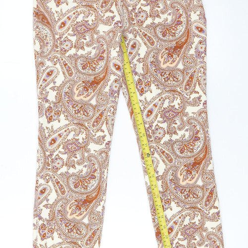 Zara Woman Beige Paisley Slim Trousers UK 10 Casual Boho Style