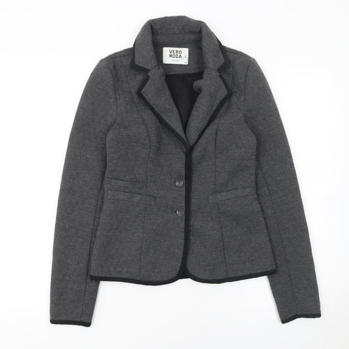 Vero Moda Women’s Grey Knit Blazer Jacket Size 8 Slim Fit Tailored
