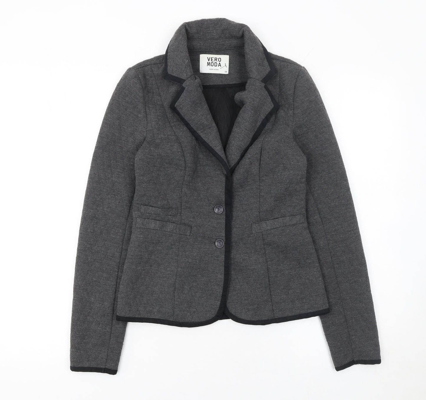 Vero Moda Women’s Grey Knit Blazer Jacket Size 8 Slim Fit Tailored