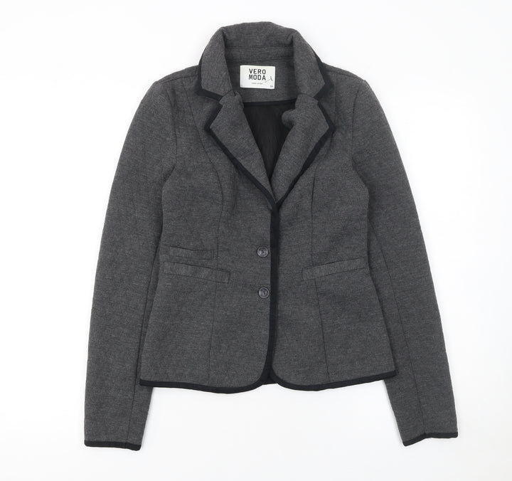 Vero Moda Women’s Grey Knit Blazer Jacket Size 8 Slim Fit Tailored