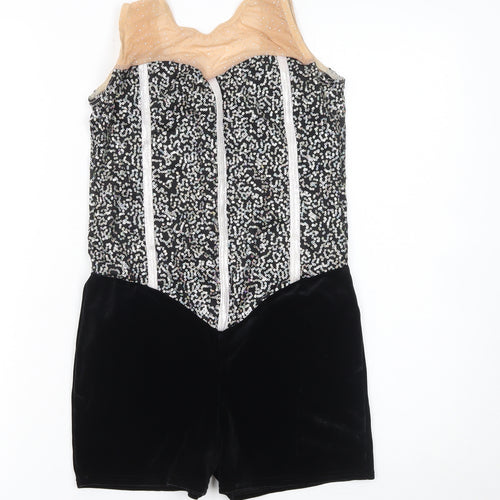 Razzle Dazzle Women Black Sequin Velvet Dance Playsuit Size 8