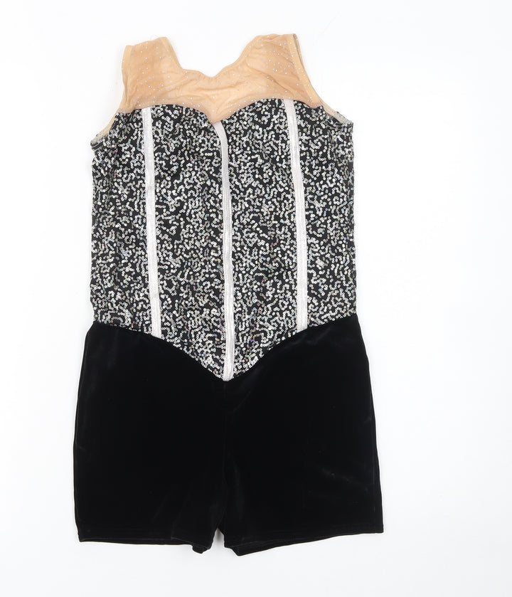 Razzle Dazzle Women Black Sequin Velvet Dance Playsuit Size 8