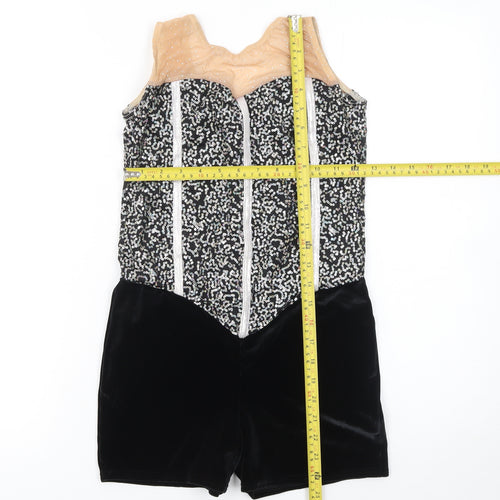 Razzle Dazzle Women Black Sequin Velvet Dance Playsuit Size 8