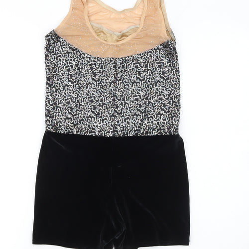 Razzle Dazzle Women Black Sequin Velvet Dance Playsuit Size 8