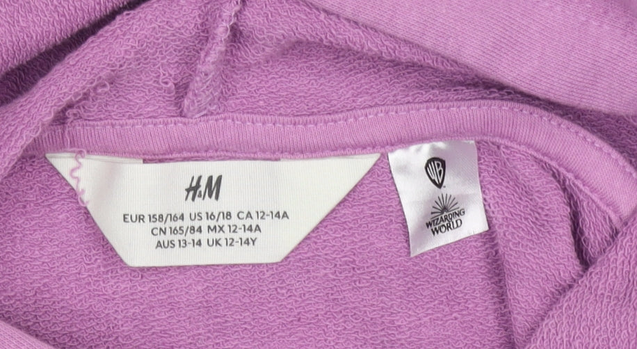 H&M Girls Purple Harry Potter Hoodie 13-14 Years Hooded Pullover Sweater
