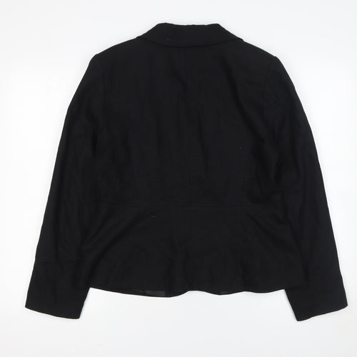 George Women's Black Linen Blend Petite Blazer UK 16 Single-Breasted