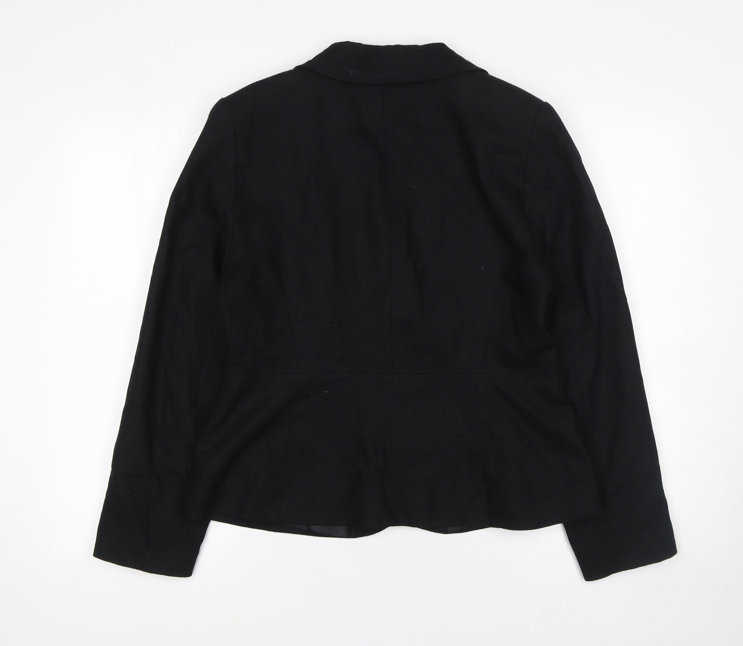 George Women's Black Linen Blend Petite Blazer UK 16 Single-Breasted