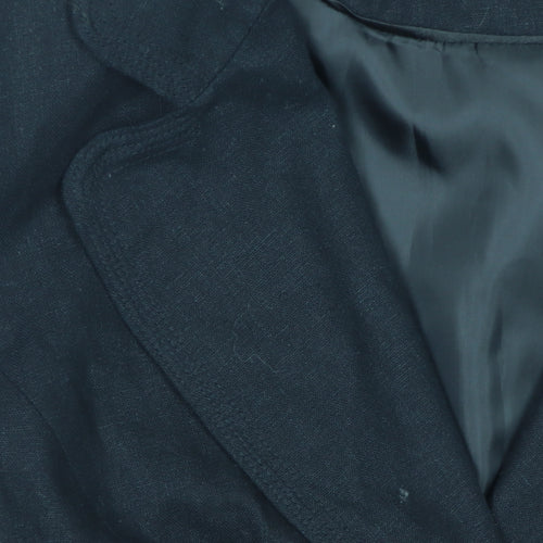 George Women's Black Linen Blend Petite Blazer UK 16 Single-Breasted