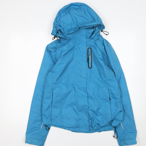 Crivit Women Blue Hooded Rain Coat Jacket Size 14 Waterproof Lightweight