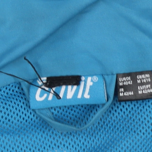 Crivit Women Blue Hooded Rain Coat Jacket Size 14 Waterproof Lightweight