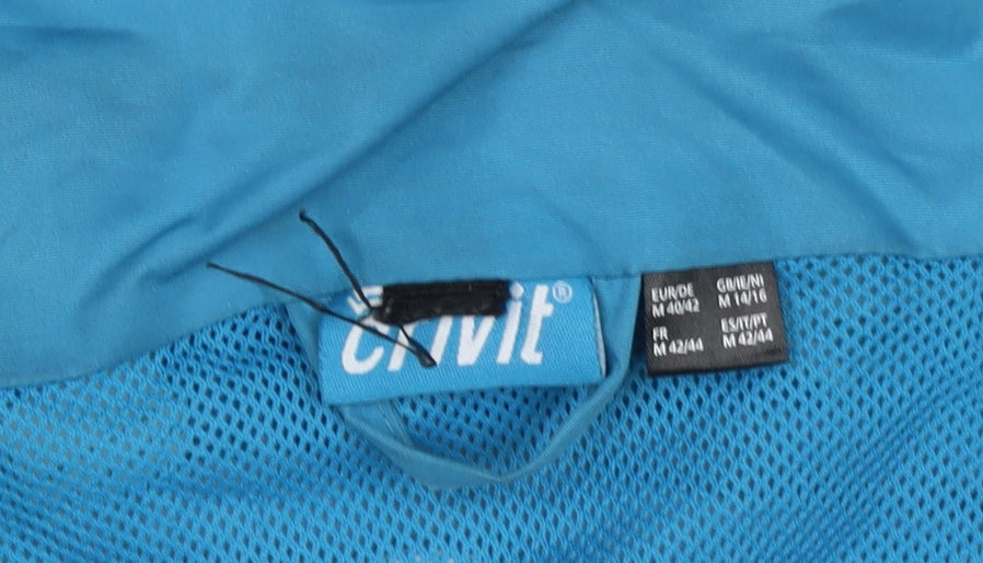 Crivit Women Blue Hooded Rain Coat Jacket Size 14 Waterproof Lightweight