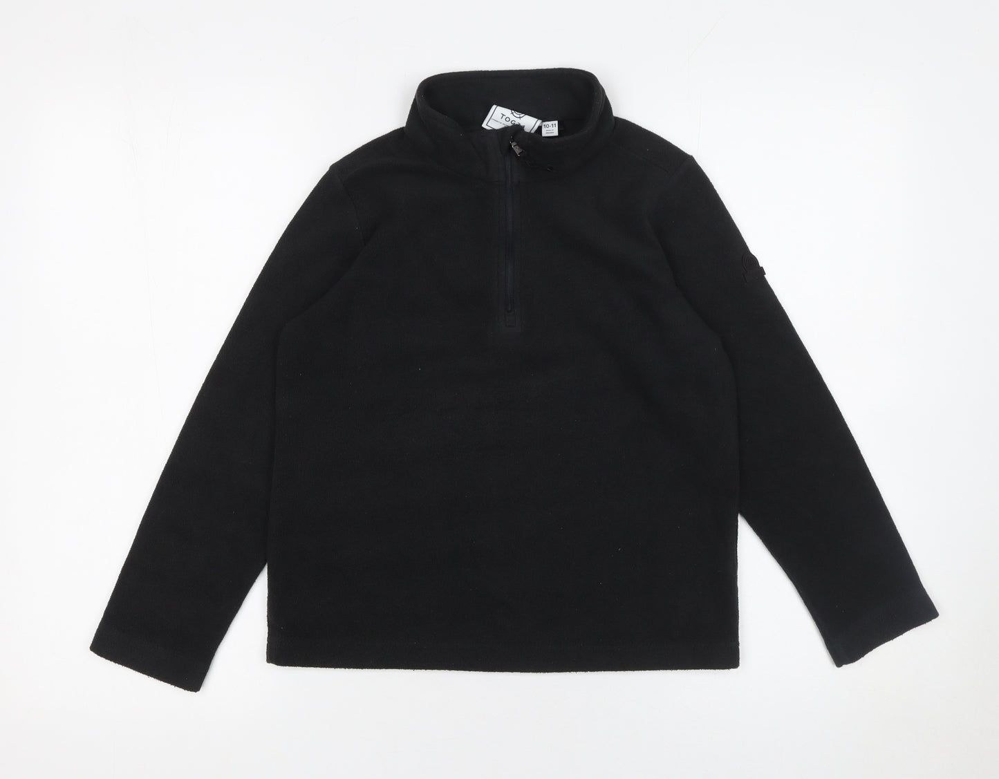 TOG24 Boys Black Fleece 1/2 Zip Pullover Sweatshirt 10-11 Years