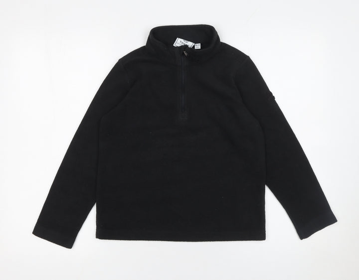 TOG24 Boys Black Fleece 1/2 Zip Pullover Sweatshirt 10-11 Years