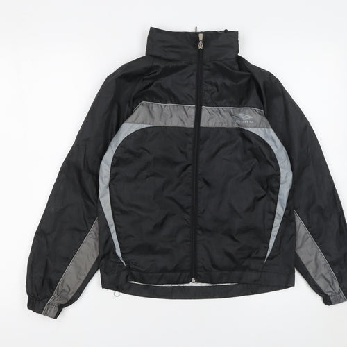 Umbro Boys Black Grey Track Jacket Size 9 Years Polyester Lightweight