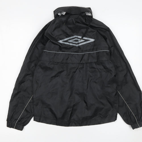 Umbro Boys Black Grey Track Jacket Size 9 Years Polyester Lightweight