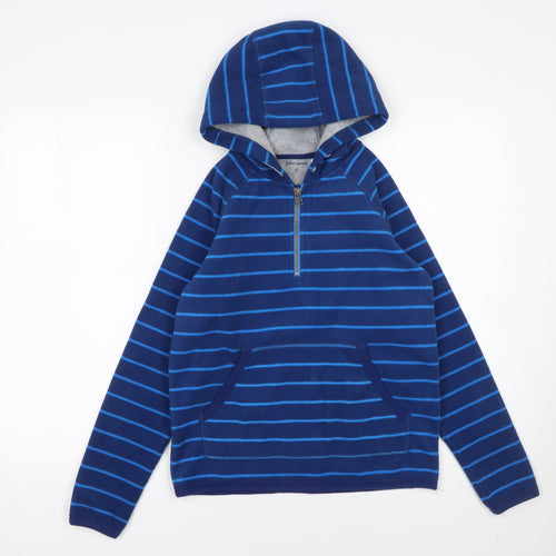 John Lewis Boys Blue Striped Fleece 1/2 Zip Hoodie 11 Years