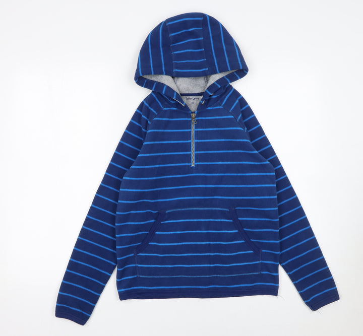 John Lewis Boys Blue Striped Fleece 1/2 Zip Hoodie 11 Years