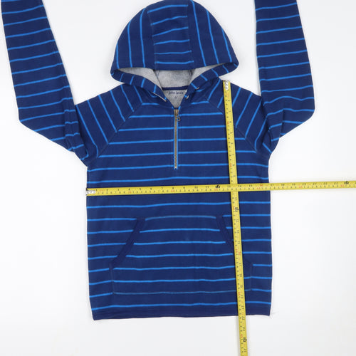 John Lewis Boys Blue Striped Fleece 1/2 Zip Hoodie 11 Years
