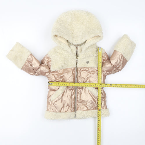 River Island Unisex Baby Beige Puffer Jacket 12-18 Months Hooded Winter Coat