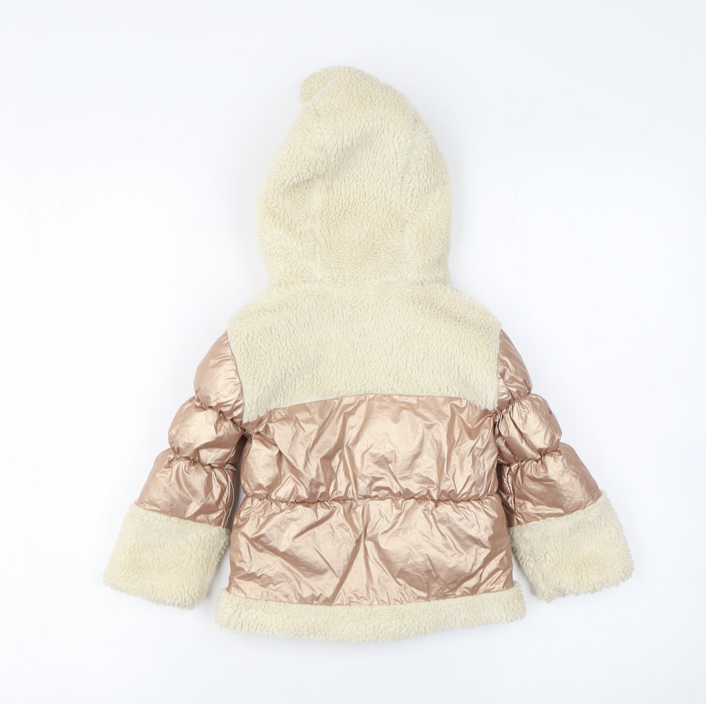 River Island Unisex Baby Beige Puffer Jacket 12-18 Months Hooded Winter Coat