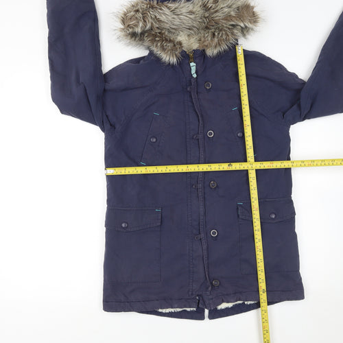 Johnnie b Boys Blue 11-12 Years Hooded Faux Fur Trim Parka Coat