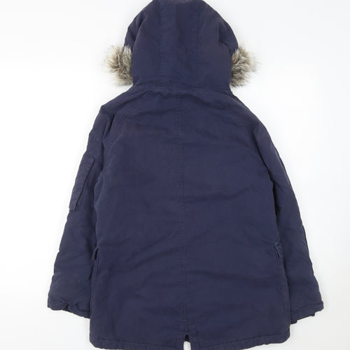 Johnnie b Boys Blue 11-12 Years Hooded Faux Fur Trim Parka Coat
