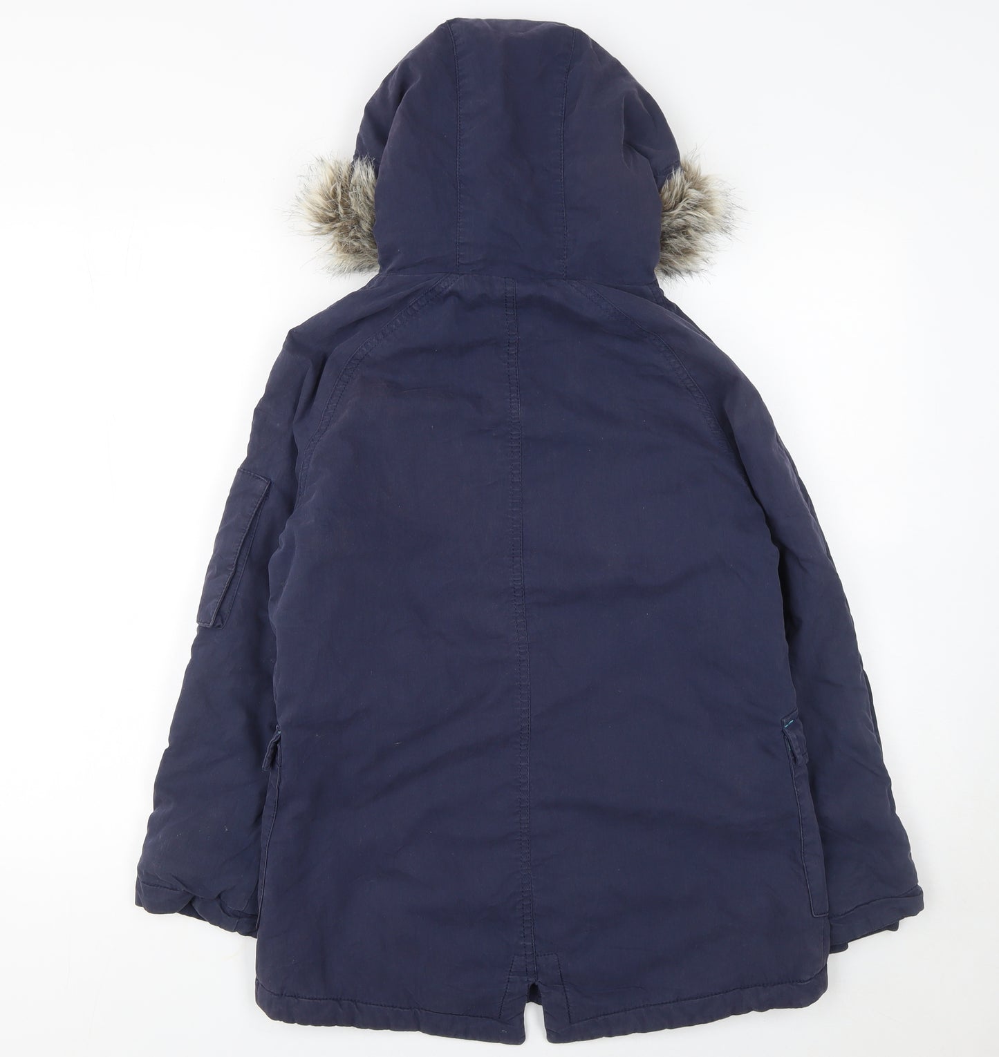 Johnnie b Boys Blue 11-12 Years Hooded Faux Fur Trim Parka Coat