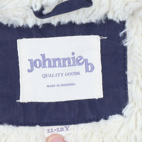 Johnnie b Boys Blue 11-12 Years Hooded Faux Fur Trim Parka Coat