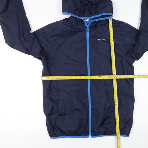 Quechua Boys Blue Windbreaker Jacket 14 Years Hooded Lightweight