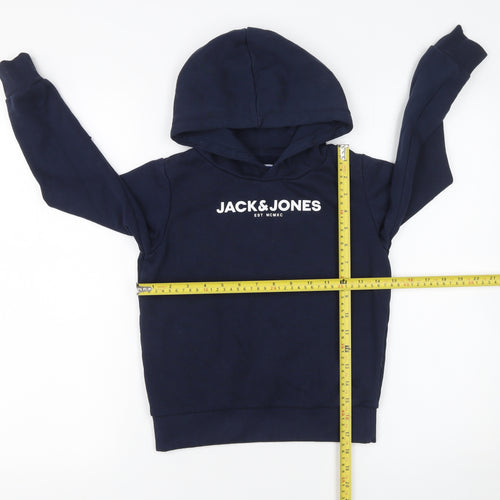 Jack & Jones Boys Blue Pullover Hoodie 8 Years Regular Fit Logo Print