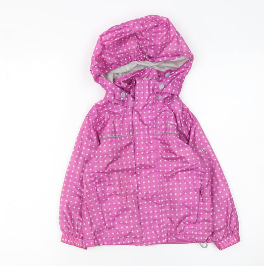 Trespass Girls Pink Polka Dot Waterproof Rain Coat Jacket 2-3 Years