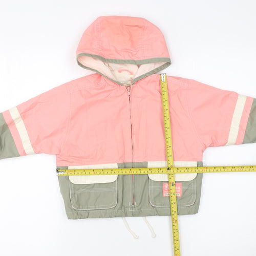 Marks and Spencer Unisex Baby Pink Colourblock Hooded Rain Coat 18-24 Months