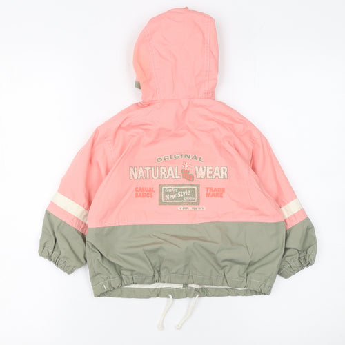 Marks and Spencer Unisex Baby Pink Colourblock Hooded Rain Coat 18-24 Months