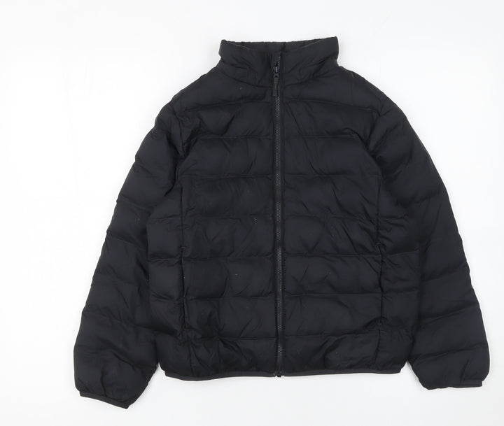 Uniqlo Boys Black 9-10 Years Puffer Jacket Lightweight Winter Coat