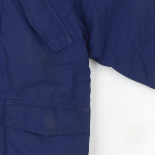 Boden Boys Blue Faux Fur Hooded Parka Coat 3-4 Years Winter Warm Lined
