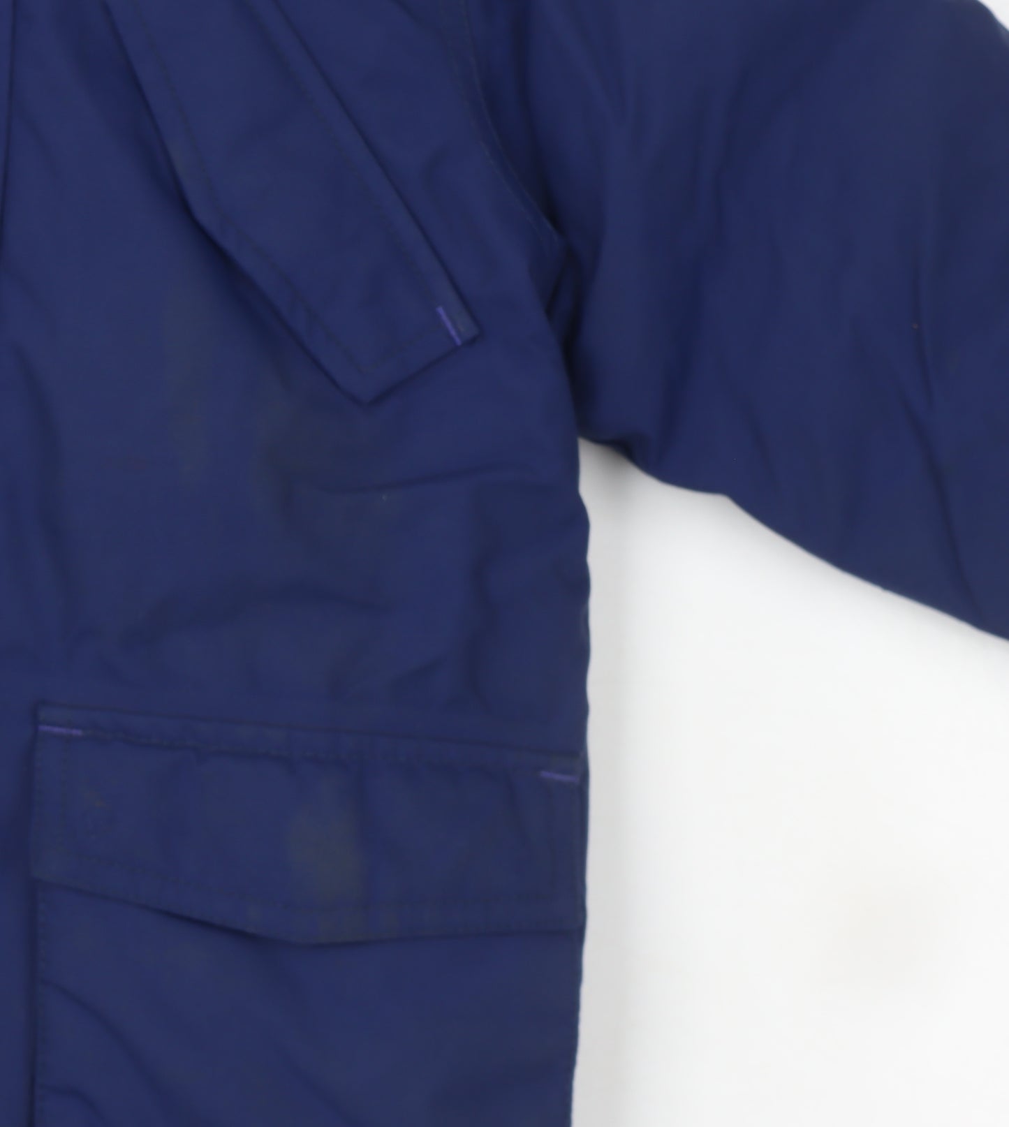 Boden Boys Blue Faux Fur Hooded Parka Coat 3-4 Years Winter Warm Lined