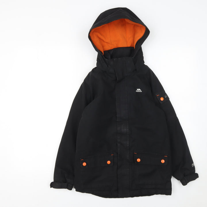 Trespass Boys Black Waterproof Hooded Parka Coat 7 Years