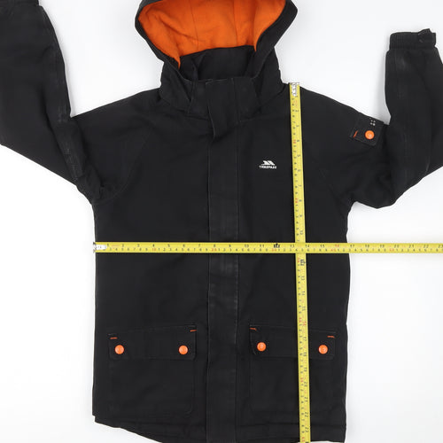 Trespass Boys Black Waterproof Hooded Parka Coat 7 Years