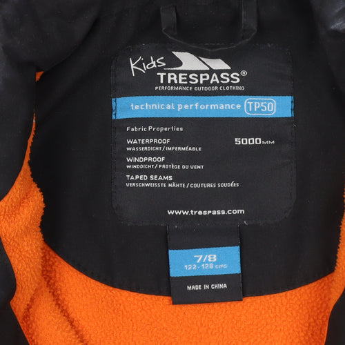 Trespass Boys Black Waterproof Hooded Parka Coat 7 Years