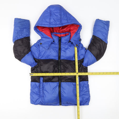 Diesel Boys Blue & Black Colourblock Hooded Puffer Jacket 2 Years