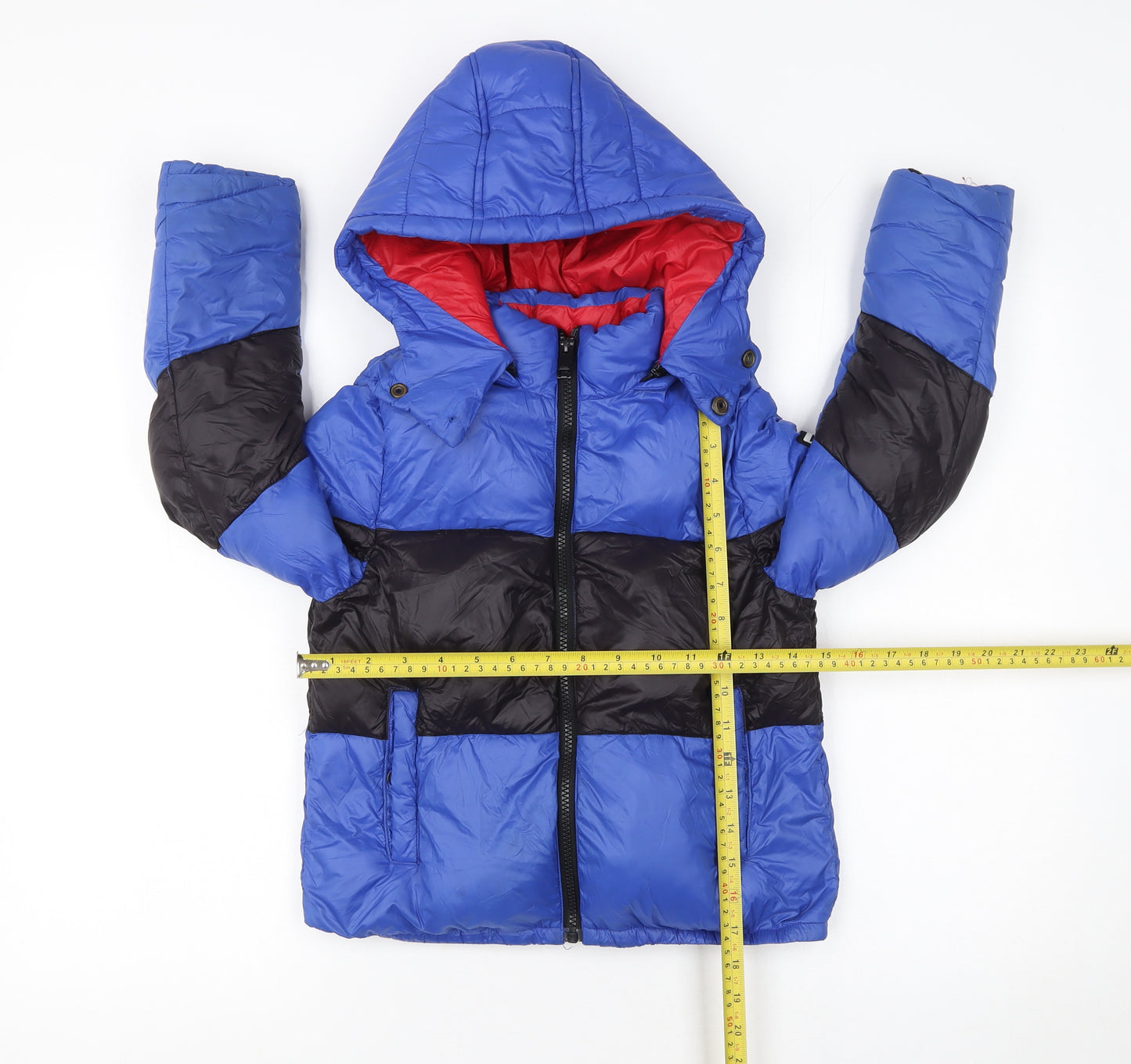 Diesel Boys Blue & Black Colourblock Hooded Puffer Jacket 2 Years