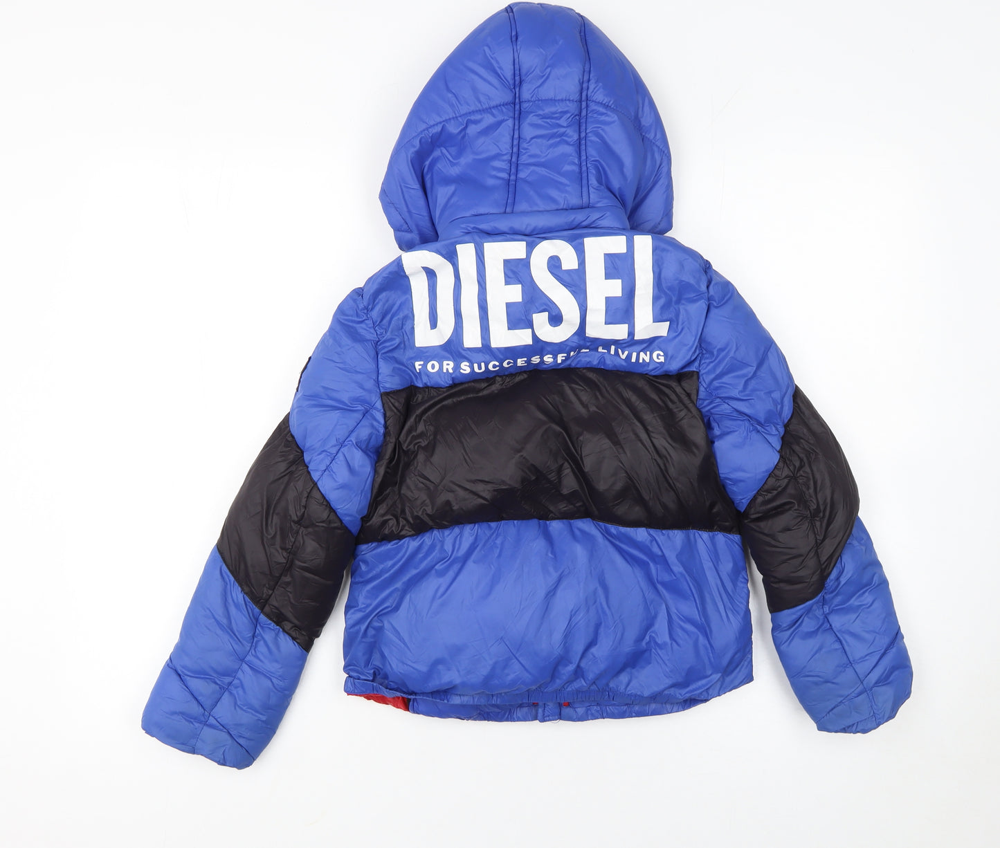 Diesel Boys Blue & Black Colourblock Hooded Puffer Jacket 2 Years