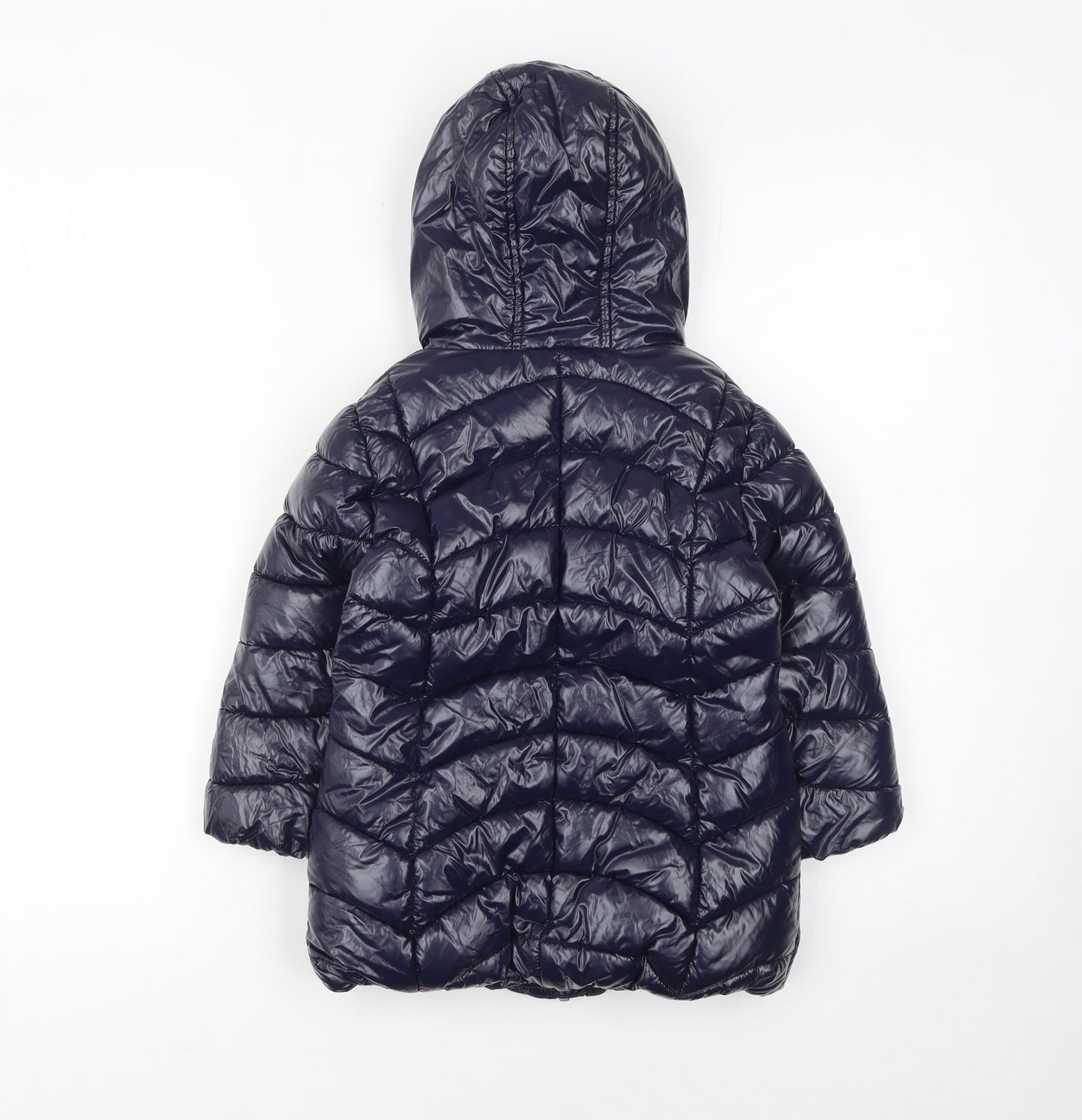 Next Girls Blue Hooded Puffer Jacket 3 Years Quilted Winter Coat