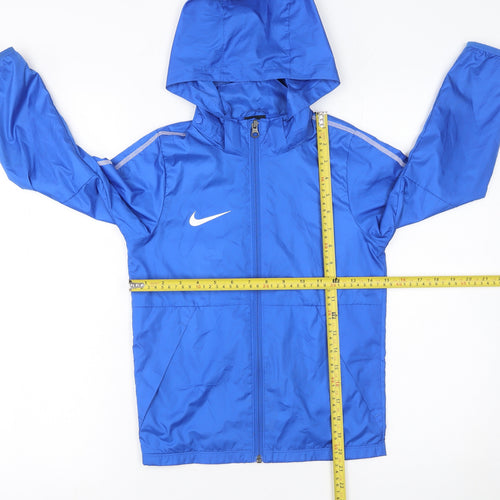 Nike Boys Blue Hooded Windbreaker Jacket XS 6-8 Years Full Zip Sports