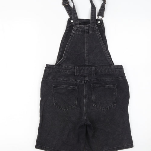 Next Girls Black Denim Dungaree Shorts 11 Years 100% Cotton Adjustable Strap