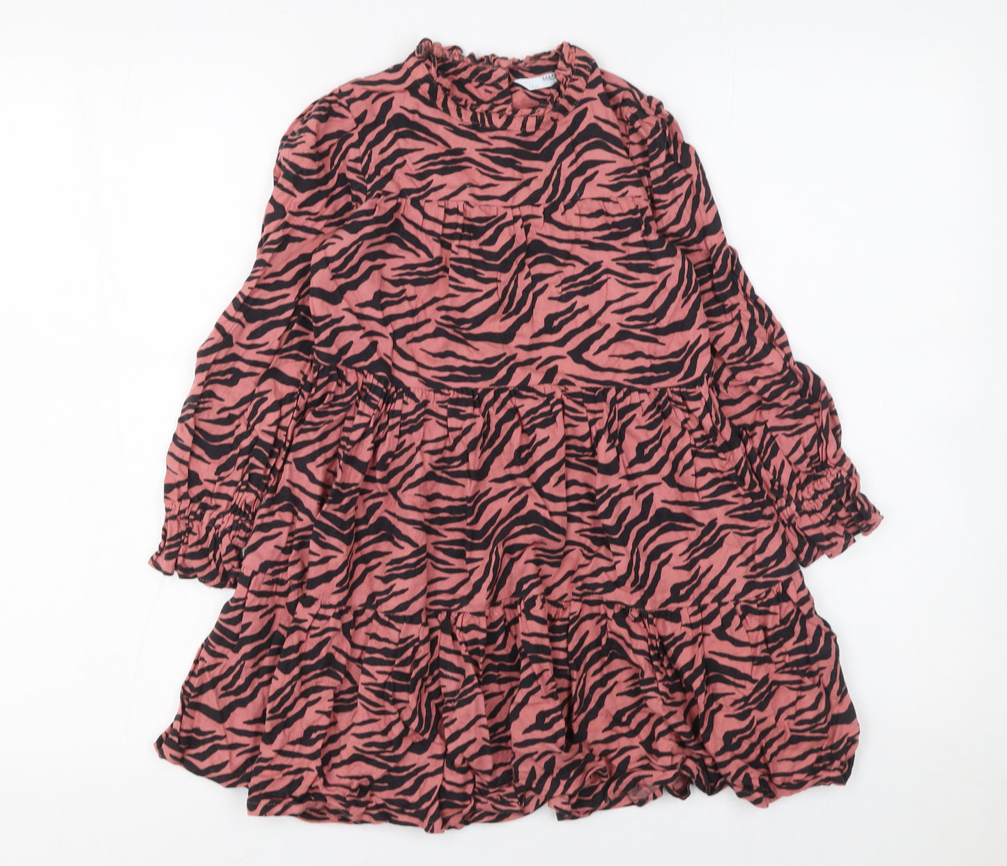 Marks and Spencer Girls Pink Zebra Print Long Sleeve Knee Length Dress 3-4 Years