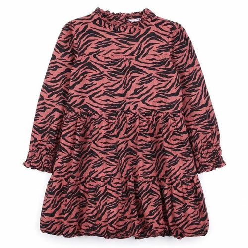 Marks and Spencer Girls Pink Zebra Print Long Sleeve Knee Length Dress 3-4 Years